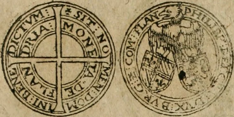 An illustration from Ordonnancie ende instructie naer de welcke voort-aen hen moeten reguleren die ghesworen wisselaers ofte collecteurs vande goude ende silvere penningen, wesende verboden, gheschroyt, te licht oft te seer versleten, ende oversulex verclaert ende ghehouden voor billoen, daer toe geoommitteert om de selve te leveren inde munten van Sijne Majesteyt, ende al daer bekeert te worden in penninghen van hunnen slaghe, 1633, leaf 254