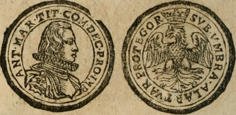 An illustration from Ordonnancie ende instructie naer de welcke voort-aen hen moeten reguleren die ghesworen wisselaers ofte collecteurs vande goude ende silvere penningen, wesende verboden, gheschroyt, te licht oft te seer versleten, ende oversulex verclaert ende ghehouden voor billoen, daer toe geoommitteert om de selve te leveren inde munten van Sijne Majesteyt, ende al daer bekeert te worden in penninghen van hunnen slaghe, 1633, leaf 255