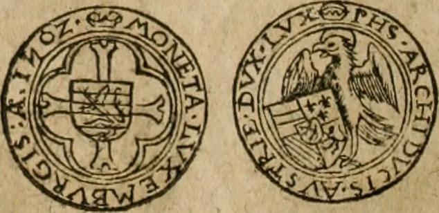 An illustration from Ordonnancie ende instructie naer de welcke voort-aen hen moeten reguleren die ghesworen wisselaers ofte collecteurs vande goude ende silvere penningen, wesende verboden, gheschroyt, te licht oft te seer versleten, ende oversulex verclaert ende ghehouden voor billoen, daer toe geoommitteert om de selve te leveren inde munten van Sijne Majesteyt, ende al daer bekeert te worden in penninghen van hunnen slaghe, 1633, leaf 255