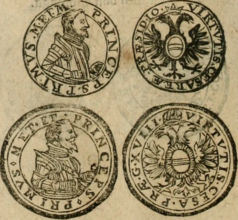 An illustration from Ordonnancie ende instructie naer de welcke voort-aen hen moeten reguleren die ghesworen wisselaers ofte collecteurs vande goude ende silvere penningen, wesende verboden, gheschroyt, te licht oft te seer versleten, ende oversulex verclaert ende ghehouden voor billoen, daer toe geoommitteert om de selve te leveren inde munten van Sijne Majesteyt, ende al daer bekeert te worden in penninghen van hunnen slaghe, 1633, leaf 261