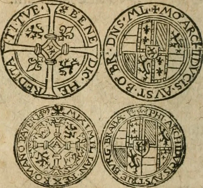 An illustration from Ordonnancie ende instructie naer de welcke voort-aen hen moeten reguleren die ghesworen wisselaers ofte collecteurs vande goude ende silvere penningen, wesende verboden, gheschroyt, te licht oft te seer versleten, ende oversulex verclaert ende ghehouden voor billoen, daer toe geoommitteert om de selve te leveren inde munten van Sijne Majesteyt, ende al daer bekeert te worden in penninghen van hunnen slaghe, 1633, leaf 263