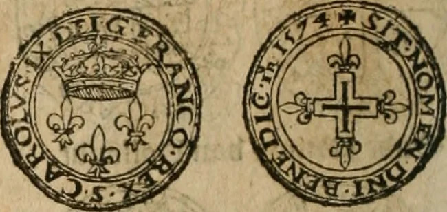 An illustration from Ordonnancie ende instructie naer de welcke voort-aen hen moeten reguleren die ghesworen wisselaers ofte collecteurs vande goude ende silvere penningen, wesende verboden, gheschroyt, te licht oft te seer versleten, ende oversulex verclaert ende ghehouden voor billoen, daer toe geoommitteert om de selve te leveren inde munten van Sijne Majesteyt, ende al daer bekeert te worden in penninghen van hunnen slaghe, 1633, leaf 265