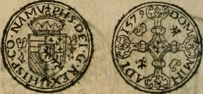 An illustration from Ordonnancie ende instructie naer de welcke voort-aen hen moeten reguleren die ghesworen wisselaers ofte collecteurs vande goude ende silvere penningen, wesende verboden, gheschroyt, te licht oft te seer versleten, ende oversulex verclaert ende ghehouden voor billoen, daer toe geoommitteert om de selve te leveren inde munten van Sijne Majesteyt, ende al daer bekeert te worden in penninghen van hunnen slaghe, 1633, leaf 269