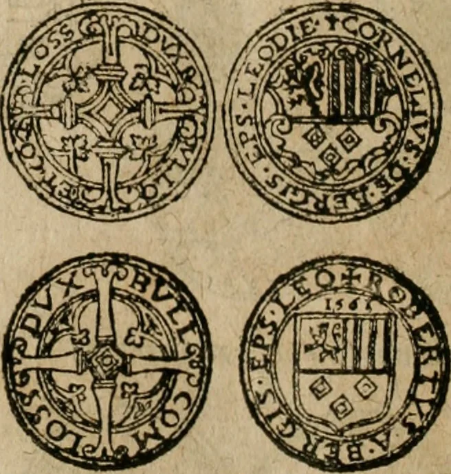 An illustration from Ordonnancie ende instructie naer de welcke voort-aen hen moeten reguleren die ghesworen wisselaers ofte collecteurs vande goude ende silvere penningen, wesende verboden, gheschroyt, te licht oft te seer versleten, ende oversulex verclaert ende ghehouden voor billoen, daer toe geoommitteert om de selve te leveren inde munten van Sijne Majesteyt, ende al daer bekeert te worden in penninghen van hunnen slaghe, 1633, leaf 271