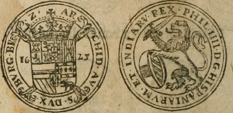 An illustration from Ordonnancie ende instructie naer de welcke voort-aen hen moeten reguleren die ghesworen wisselaers ofte collecteurs vande goude ende silvere penningen, wesende verboden, gheschroyt, te licht oft te seer versleten, ende oversulex verclaert ende ghehouden voor billoen, daer toe geoommitteert om de selve te leveren inde munten van Sijne Majesteyt, ende al daer bekeert te worden in penninghen van hunnen slaghe, 1633, leaf 277