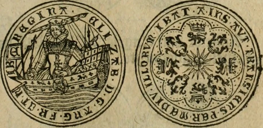 An illustration from Ordonnancie ende instructie naer de welcke voort-aen hen moeten reguleren die ghesworen wisselaers ofte collecteurs vande goude ende silvere penningen, wesende verboden, gheschroyt, te licht oft te seer versleten, ende oversulex verclaert ende ghehouden voor billoen, daer toe geoommitteert om de selve te leveren inde munten van Sijne Majesteyt, ende al daer bekeert te worden in penninghen van hunnen slaghe, 1633, leaf 44