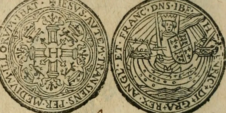 An illustration from Ordonnancie ende instructie naer de welcke voort-aen hen moeten reguleren die ghesworen wisselaers ofte collecteurs vande goude ende silvere penningen, wesende verboden, gheschroyt, te licht oft te seer versleten, ende oversulex verclaert ende ghehouden voor billoen, daer toe geoommitteert om de selve te leveren inde munten van Sijne Majesteyt, ende al daer bekeert te worden in penninghen van hunnen slaghe, 1633, leaf 45