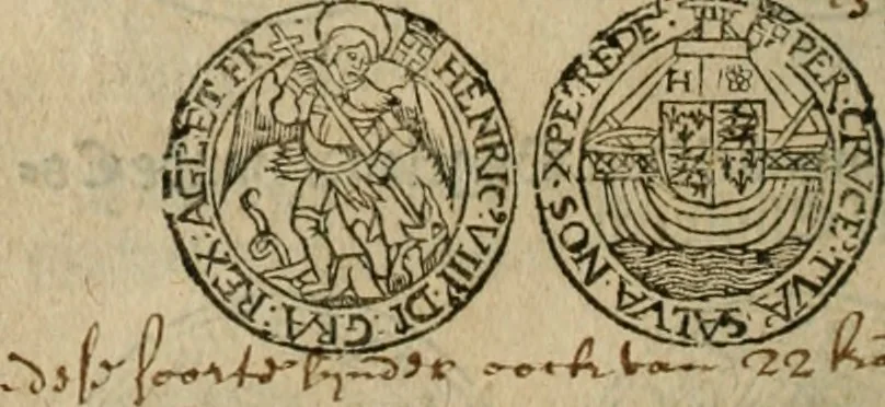 An illustration from Ordonnancie ende instructie naer de welcke voort-aen hen moeten reguleren die ghesworen wisselaers ofte collecteurs vande goude ende silvere penningen, wesende verboden, gheschroyt, te licht oft te seer versleten, ende oversulex verclaert ende ghehouden voor billoen, daer toe geoommitteert om de selve te leveren inde munten van Sijne Majesteyt, ende al daer bekeert te worden in penninghen van hunnen slaghe, 1633, leaf 45