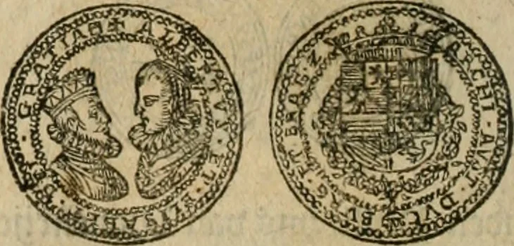 An illustration from Ordonnancie ende instructie naer de welcke voort-aen hen moeten reguleren die ghesworen wisselaers ofte collecteurs vande goude ende silvere penningen, wesende verboden, gheschroyt, te licht oft te seer versleten, ende oversulex verclaert ende ghehouden voor billoen, daer toe geoommitteert om de selve te leveren inde munten van Sijne Majesteyt, ende al daer bekeert te worden in penninghen van hunnen slaghe, 1633, leaf 47