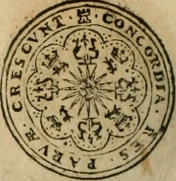 An illustration from Ordonnancie ende instructie naer de welcke voort-aen hen moeten reguleren die ghesworen wisselaers ofte collecteurs vande goude ende silvere penningen, wesende verboden, gheschroyt, te licht oft te seer versleten, ende oversulex verclaert ende ghehouden voor billoen, daer toe geoommitteert om de selve te leveren inde munten van Sijne Majesteyt, ende al daer bekeert te worden in penninghen van hunnen slaghe, 1633, leaf 55