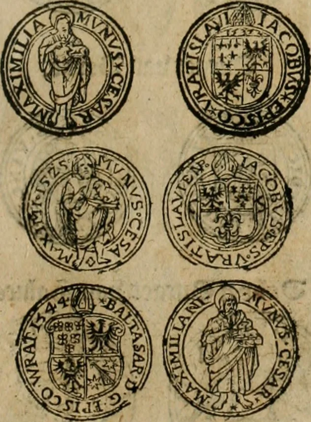 An illustration from Ordonnancie ende instructie naer de welcke voort-aen hen moeten reguleren die ghesworen wisselaers ofte collecteurs vande goude ende silvere penningen, wesende verboden, gheschroyt, te licht oft te seer versleten, ende oversulex verclaert ende ghehouden voor billoen, daer toe geoommitteert om de selve te leveren inde munten van Sijne Majesteyt, ende al daer bekeert te worden in penninghen van hunnen slaghe, 1633, leaf 72
