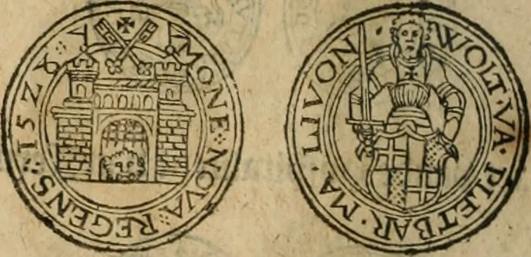 An illustration from Ordonnancie ende instructie naer de welcke voort-aen hen moeten reguleren die ghesworen wisselaers ofte collecteurs vande goude ende silvere penningen, wesende verboden, gheschroyt, te licht oft te seer versleten, ende oversulex verclaert ende ghehouden voor billoen, daer toe geoommitteert om de selve te leveren inde munten van Sijne Majesteyt, ende al daer bekeert te worden in penninghen van hunnen slaghe, 1633, leaf 73