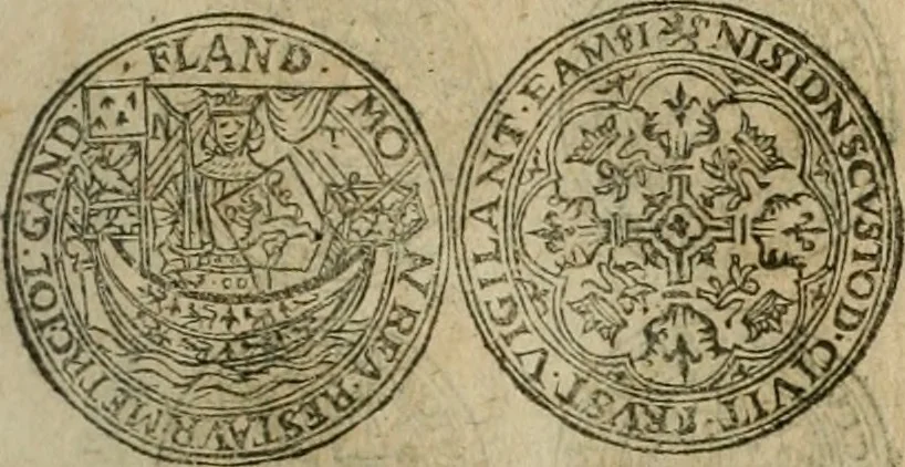 An illustration from Ordonnancie ende instructie naer de welcke voort-aen hen moeten reguleren die ghesworen wisselaers ofte collecteurs vande goude ende silvere penningen, wesende verboden, gheschroyt, te licht oft te seer versleten, ende oversulex verclaert ende ghehouden voor billoen, daer toe geoommitteert om de selve te leveren inde munten van Sijne Majesteyt, ende al daer bekeert te worden in penninghen van hunnen slaghe, 1633, leaf 80
