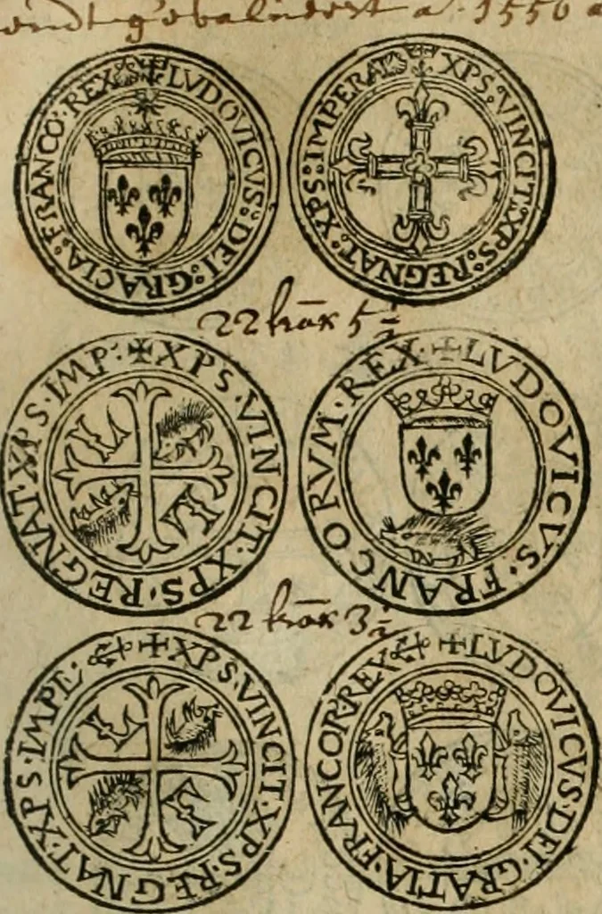 An illustration from Ordonnancie ende instructie naer de welcke voort-aen hen moeten reguleren die ghesworen wisselaers ofte collecteurs vande goude ende silvere penningen, wesende verboden, gheschroyt, te licht oft te seer versleten, ende oversulex verclaert ende ghehouden voor billoen, daer toe geoommitteert om de selve te leveren inde munten van Sijne Majesteyt, ende al daer bekeert te worden in penninghen van hunnen slaghe, 1633, leaf 82