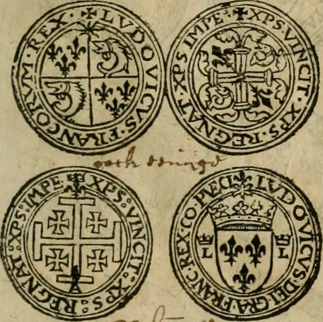 An illustration from Ordonnancie ende instructie naer de welcke voort-aen hen moeten reguleren die ghesworen wisselaers ofte collecteurs vande goude ende silvere penningen, wesende verboden, gheschroyt, te licht oft te seer versleten, ende oversulex verclaert ende ghehouden voor billoen, daer toe geoommitteert om de selve te leveren inde munten van Sijne Majesteyt, ende al daer bekeert te worden in penninghen van hunnen slaghe, 1633, leaf 82