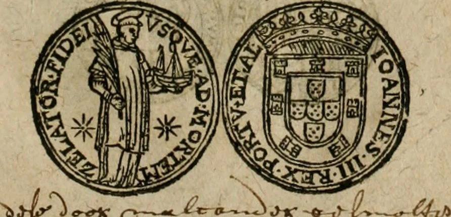 An illustration from Ordonnancie ende instructie naer de welcke voort-aen hen moeten reguleren die ghesworen wisselaers ofte collecteurs vande goude ende silvere penningen, wesende verboden, gheschroyt, te licht oft te seer versleten, ende oversulex verclaert ende ghehouden voor billoen, daer toe geoommitteert om de selve te leveren inde munten van Sijne Majesteyt, ende al daer bekeert te worden in penninghen van hunnen slaghe, 1633, leaf 84