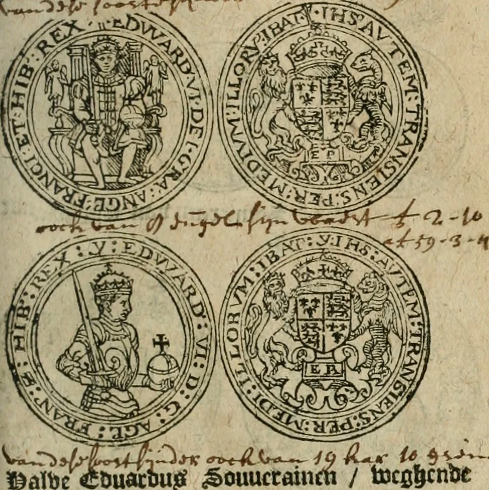 An illustration from Ordonnancie ende instructie naer de welcke voort-aen hen moeten reguleren die ghesworen wisselaers ofte collecteurs vande goude ende silvere penningen, wesende verboden, gheschroyt, te licht oft te seer versleten, ende oversulex verclaert ende ghehouden voor billoen, daer toe geoommitteert om de selve te leveren inde munten van Sijne Majesteyt, ende al daer bekeert te worden in penninghen van hunnen slaghe, 1633, leaf 86