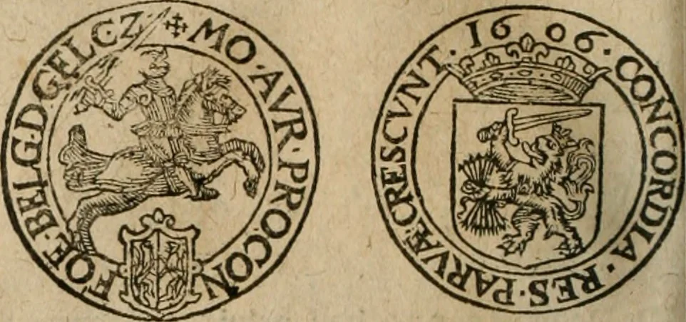 An illustration from Ordonnancie ende instructie naer de welcke voort-aen hen moeten reguleren die ghesworen wisselaers ofte collecteurs vande goude ende silvere penningen, wesende verboden, gheschroyt, te licht oft te seer versleten, ende oversulex verclaert ende ghehouden voor billoen, daer toe geoommitteert om de selve te leveren inde munten van Sijne Majesteyt, ende al daer bekeert te worden in penninghen van hunnen slaghe, 1633, leaf 89