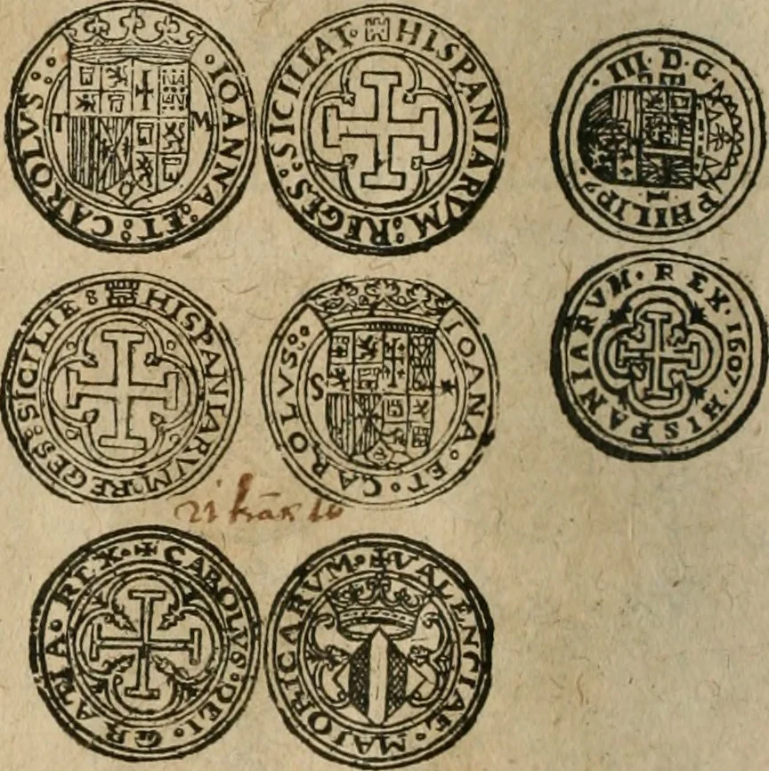 An illustration from Ordonnancie ende instructie naer de welcke voort-aen hen moeten reguleren die ghesworen wisselaers ofte collecteurs vande goude ende silvere penningen, wesende verboden, gheschroyt, te licht oft te seer versleten, ende oversulex verclaert ende ghehouden voor billoen, daer toe geoommitteert om de selve te leveren inde munten van Sijne Majesteyt, ende al daer bekeert te worden in penninghen van hunnen slaghe, 1633, leaf 89
