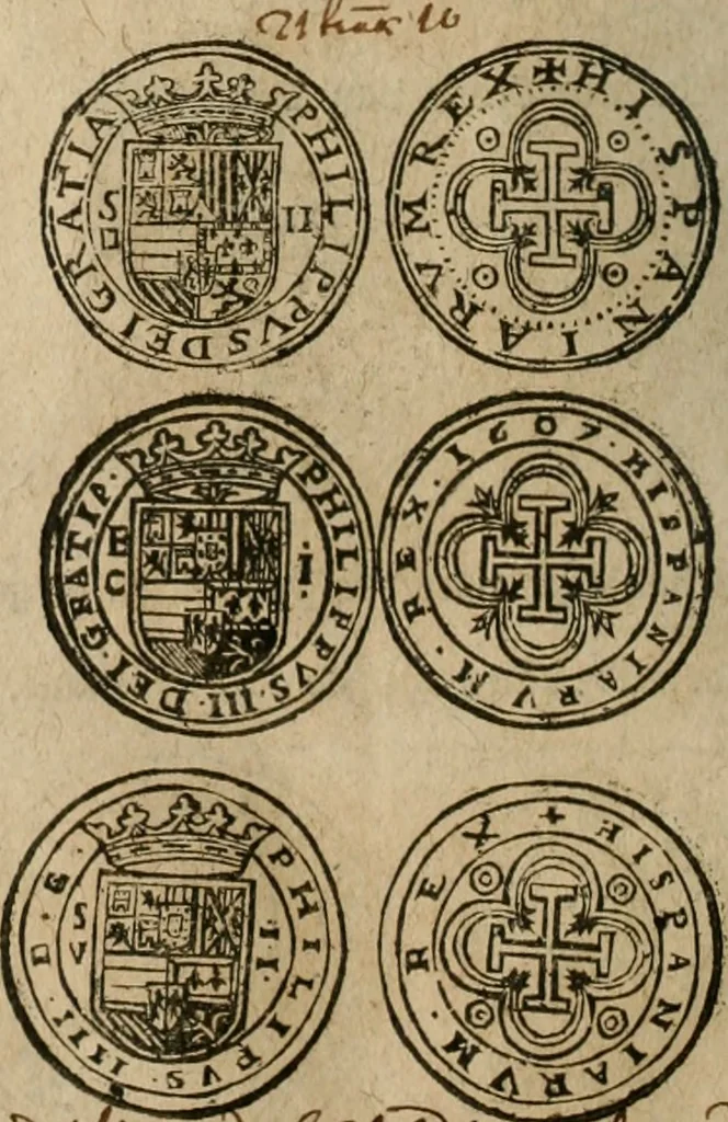 An illustration from Ordonnancie ende instructie naer de welcke voort-aen hen moeten reguleren die ghesworen wisselaers ofte collecteurs vande goude ende silvere penningen, wesende verboden, gheschroyt, te licht oft te seer versleten, ende oversulex verclaert ende ghehouden voor billoen, daer toe geoommitteert om de selve te leveren inde munten van Sijne Majesteyt, ende al daer bekeert te worden in penninghen van hunnen slaghe, 1633, leaf 89