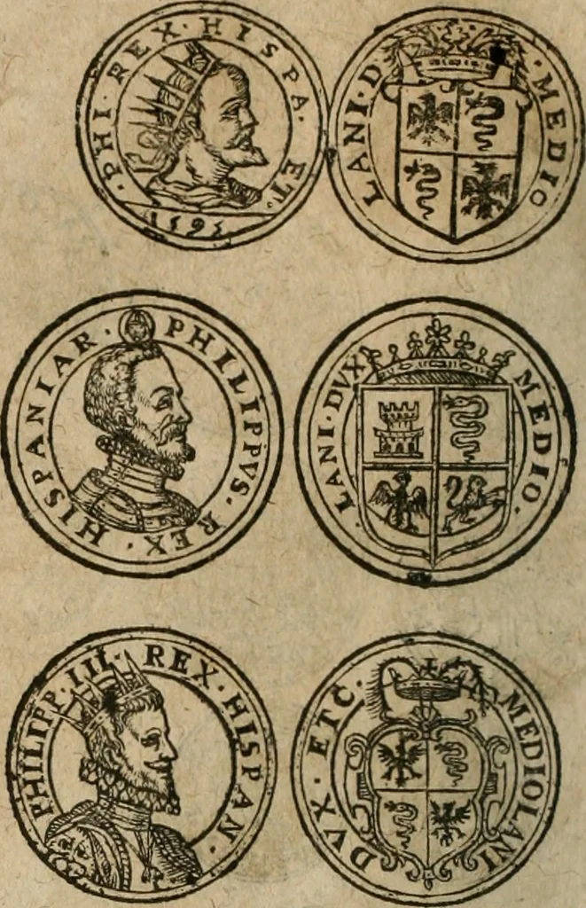 An illustration from Ordonnancie ende instructie naer de welcke voort-aen hen moeten reguleren die ghesworen wisselaers ofte collecteurs vande goude ende silvere penningen, wesende verboden, gheschroyt, te licht oft te seer versleten, ende oversulex verclaert ende ghehouden voor billoen, daer toe geoommitteert om de selve te leveren inde munten van Sijne Majesteyt, ende al daer bekeert te worden in penninghen van hunnen slaghe, 1633, leaf 91