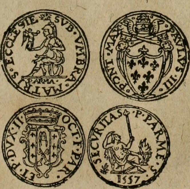 An illustration from Ordonnancie ende instructie naer de welcke voort-aen hen moeten reguleren die ghesworen wisselaers ofte collecteurs vande goude ende silvere penningen, wesende verboden, gheschroyt, te licht oft te seer versleten, ende oversulex verclaert ende ghehouden voor billoen, daer toe geoommitteert om de selve te leveren inde munten van Sijne Majesteyt, ende al daer bekeert te worden in penninghen van hunnen slaghe, 1633, leaf 94