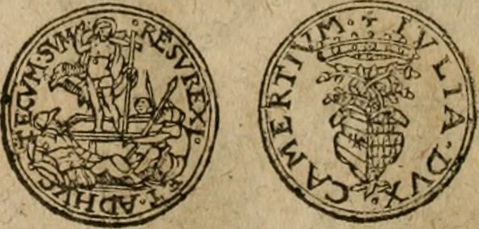 An illustration from Ordonnancie ende instructie naer de welcke voort-aen hen moeten reguleren die ghesworen wisselaers ofte collecteurs vande goude ende silvere penningen, wesende verboden, gheschroyt, te licht oft te seer versleten, ende oversulex verclaert ende ghehouden voor billoen, daer toe geoommitteert om de selve te leveren inde munten van Sijne Majesteyt, ende al daer bekeert te worden in penninghen van hunnen slaghe, 1633, leaf 95
