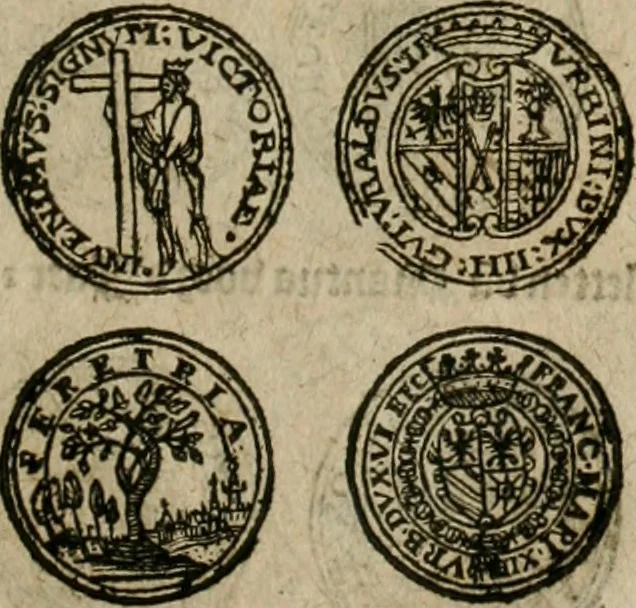 An illustration from Ordonnancie ende instructie naer de welcke voort-aen hen moeten reguleren die ghesworen wisselaers ofte collecteurs vande goude ende silvere penningen, wesende verboden, gheschroyt, te licht oft te seer versleten, ende oversulex verclaert ende ghehouden voor billoen, daer toe geoommitteert om de selve te leveren inde munten van Sijne Majesteyt, ende al daer bekeert te worden in penninghen van hunnen slaghe, 1633, leaf 96