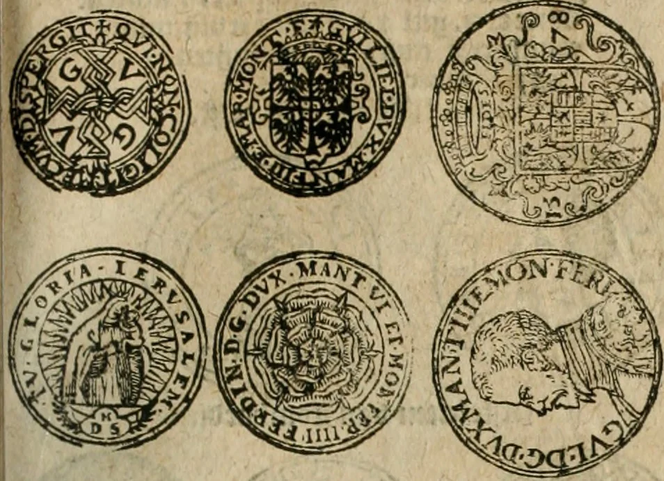 An illustration from Ordonnancie ende instructie naer de welcke voort-aen hen moeten reguleren die ghesworen wisselaers ofte collecteurs vande goude ende silvere penningen, wesende verboden, gheschroyt, te licht oft te seer versleten, ende oversulex verclaert ende ghehouden voor billoen, daer toe geoommitteert om de selve te leveren inde munten van Sijne Majesteyt, ende al daer bekeert te worden in penninghen van hunnen slaghe, 1633, leaf 98
