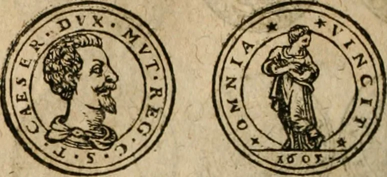 An illustration from Ordonnancie ende instructie naer de welcke voort-aen hen moeten reguleren die ghesworen wisselaers ofte collecteurs vande goude ende silvere penningen, wesende verboden, gheschroyt, te licht oft te seer versleten, ende oversulex verclaert ende ghehouden voor billoen, daer toe geoommitteert om de selve te leveren inde munten van Sijne Majesteyt, ende al daer bekeert te worden in penninghen van hunnen slaghe, 1633, leaf 99