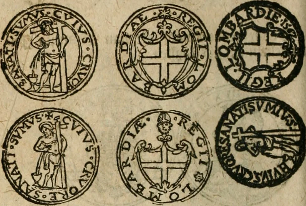 An illustration from Ordonnancie ende instructie naer de welcke voort-aen hen moeten reguleren die ghesworen wisselaers ofte collecteurs vande goude ende silvere penningen, wesende verboden, gheschroyt, te licht oft te seer versleten, ende oversulex verclaert ende ghehouden voor billoen, daer toe geoommitteert om de selve te leveren inde munten van Sijne Majesteyt, ende al daer bekeert te worden in penninghen van hunnen slaghe, 1633, leaf 99