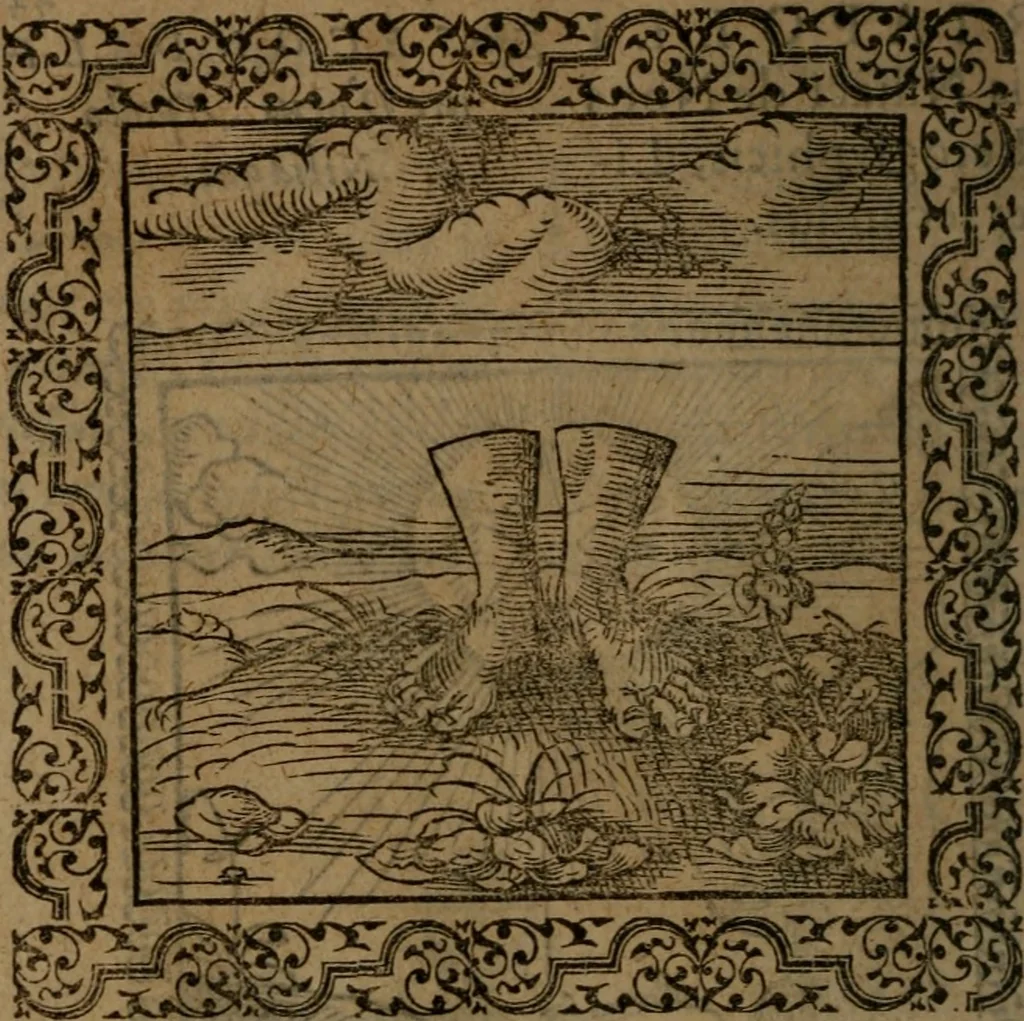 An illustration from Ori Apollinis Niliaci, De sacris Aegyptiorum notis, Aegyptiacè expressis : libri duo, iconibus illustrati, & aucti : nunc primùm in latinum ac gallicum sermonem conversi, 1574, leaf 105