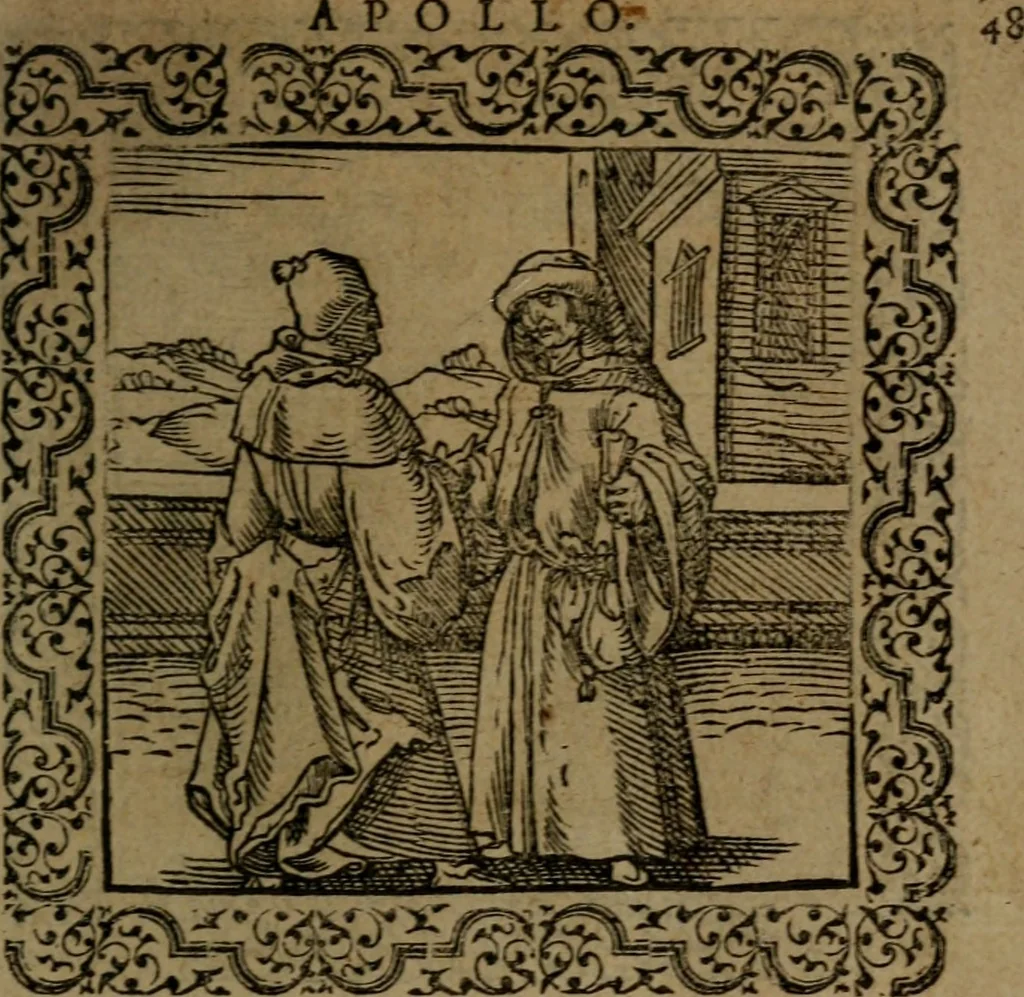 An illustration from Ori Apollinis Niliaci, De sacris Aegyptiorum notis, Aegyptiacè expressis : libri duo, iconibus illustrati, & aucti : nunc primùm in latinum ac gallicum sermonem conversi, 1574, leaf 112