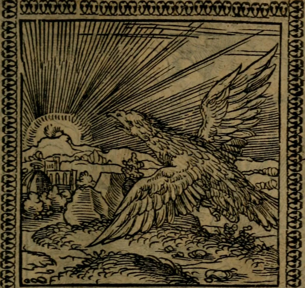 An illustration from Ori Apollinis Niliaci, De sacris Aegyptiorum notis, Aegyptiacè expressis : libri duo, iconibus illustrati, & aucti : nunc primùm in latinum ac gallicum sermonem conversi, 1574, leaf 116