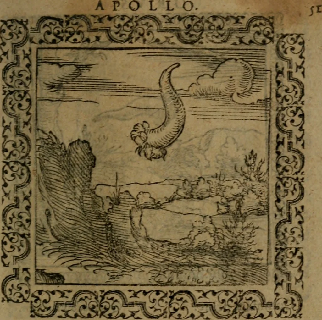 An illustration from Ori Apollinis Niliaci, De sacris Aegyptiorum notis, Aegyptiacè expressis : libri duo, iconibus illustrati, & aucti : nunc primùm in latinum ac gallicum sermonem conversi, 1574, leaf 118