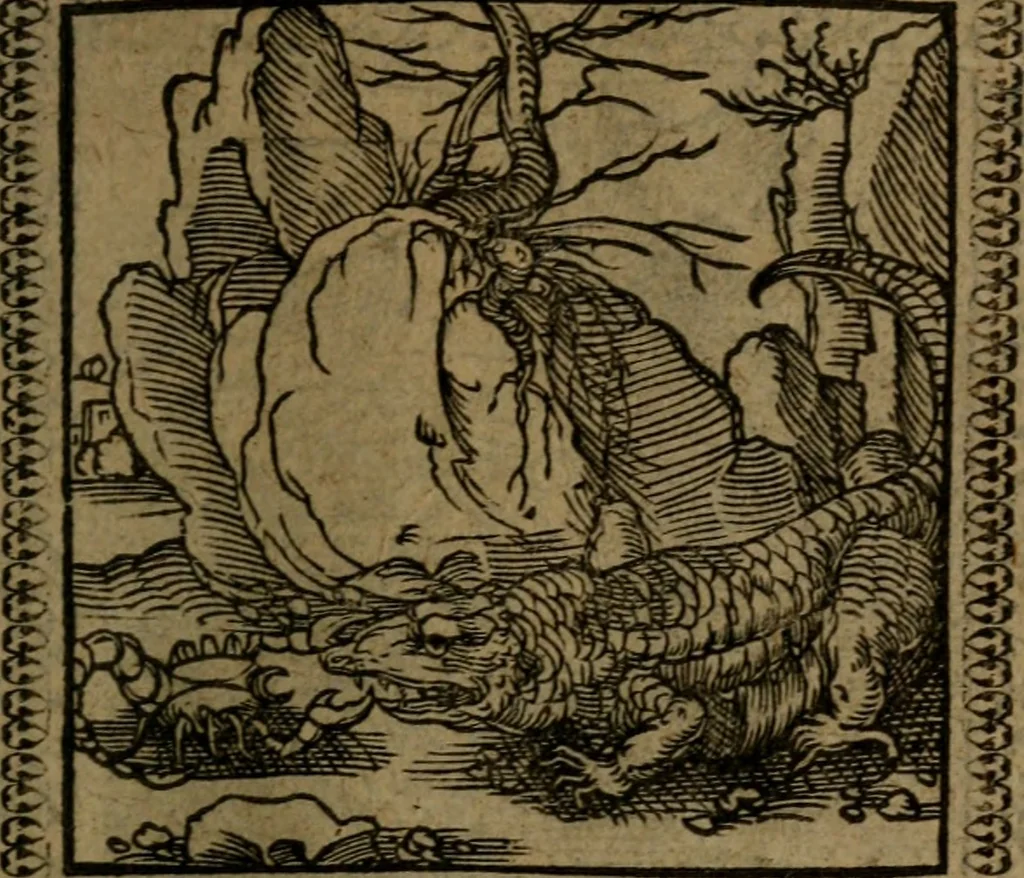 An illustration from Ori Apollinis Niliaci, De sacris Aegyptiorum notis, Aegyptiacè expressis : libri duo, iconibus illustrati, & aucti : nunc primùm in latinum ac gallicum sermonem conversi, 1574, leaf 176
