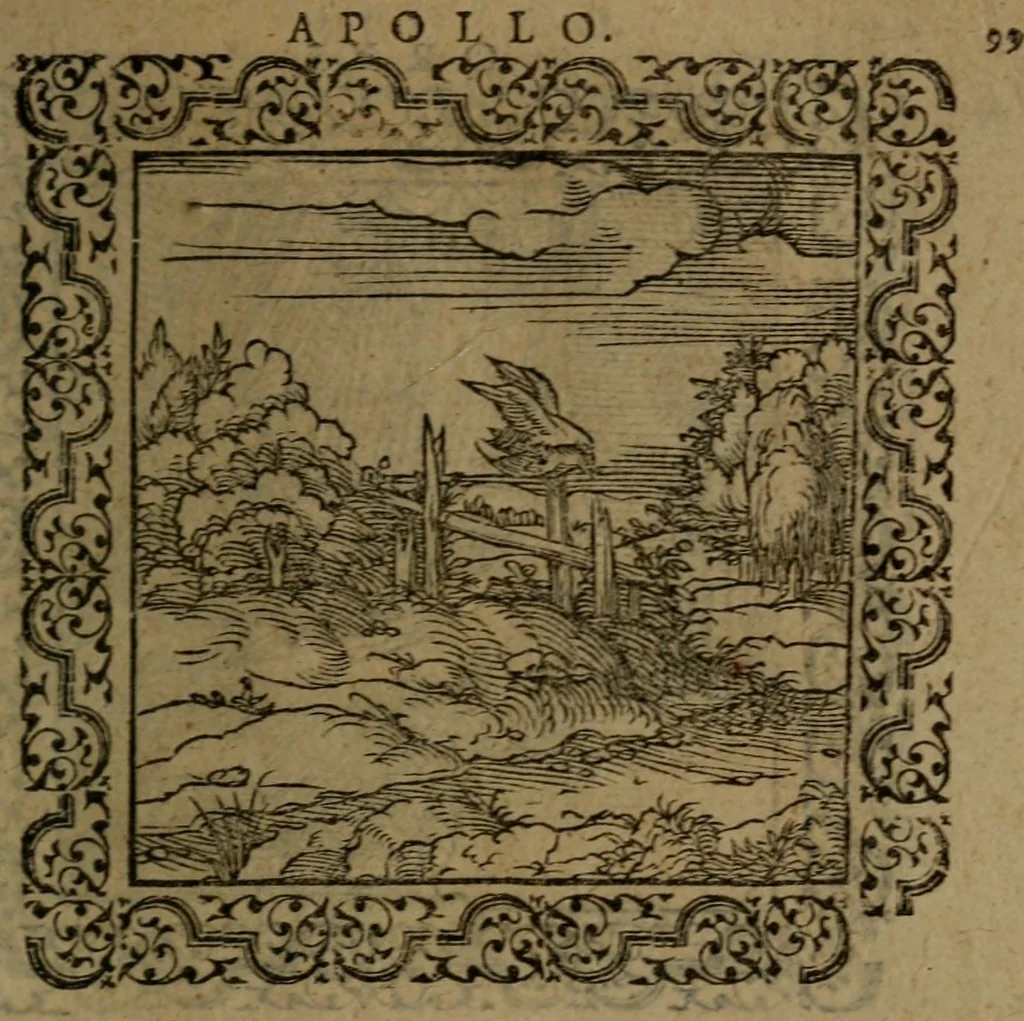 An illustration from Ori Apollinis Niliaci, De sacris Aegyptiorum notis, Aegyptiacè expressis : libri duo, iconibus illustrati, & aucti : nunc primùm in latinum ac gallicum sermonem conversi, 1574, leaf 210
