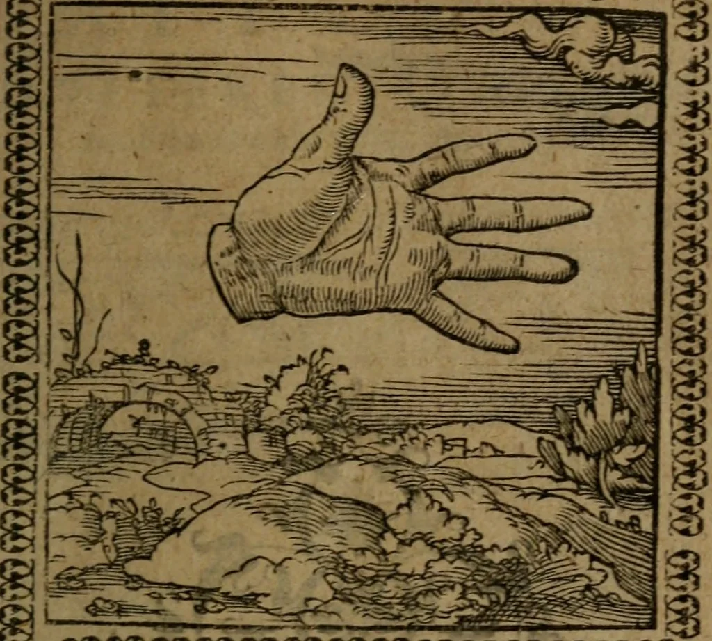 An illustration from Ori Apollinis Niliaci, De sacris Aegyptiorum notis, Aegyptiacè expressis : libri duo, iconibus illustrati, & aucti : nunc primùm in latinum ac gallicum sermonem conversi, 1574, leaf 214