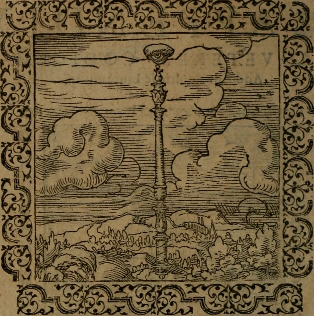 An illustration from Ori Apollinis Niliaci, De sacris Aegyptiorum notis, Aegyptiacè expressis : libri duo, iconibus illustrati, & aucti : nunc primùm in latinum ac gallicum sermonem conversi, 1574, leaf 217