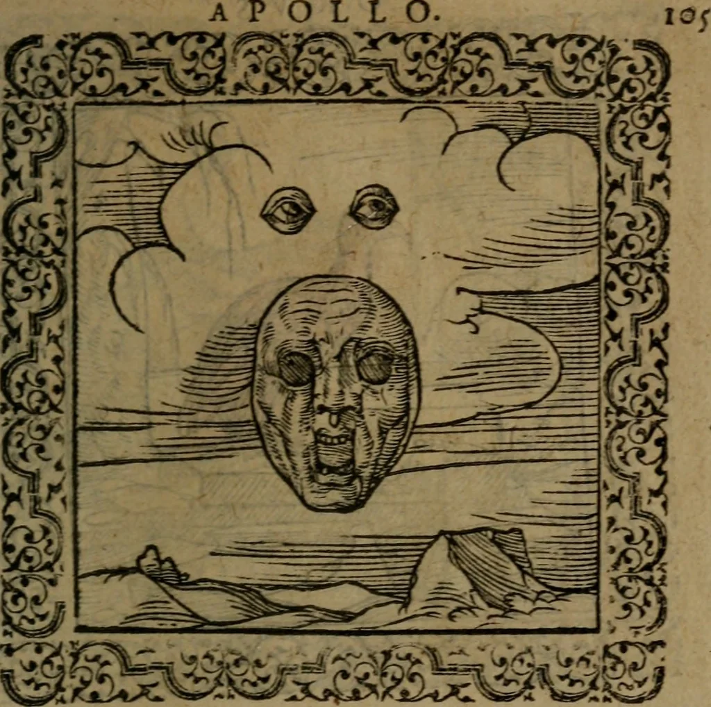 An illustration from Ori Apollinis Niliaci, De sacris Aegyptiorum notis, Aegyptiacè expressis : libri duo, iconibus illustrati, & aucti : nunc primùm in latinum ac gallicum sermonem conversi, 1574, leaf 222