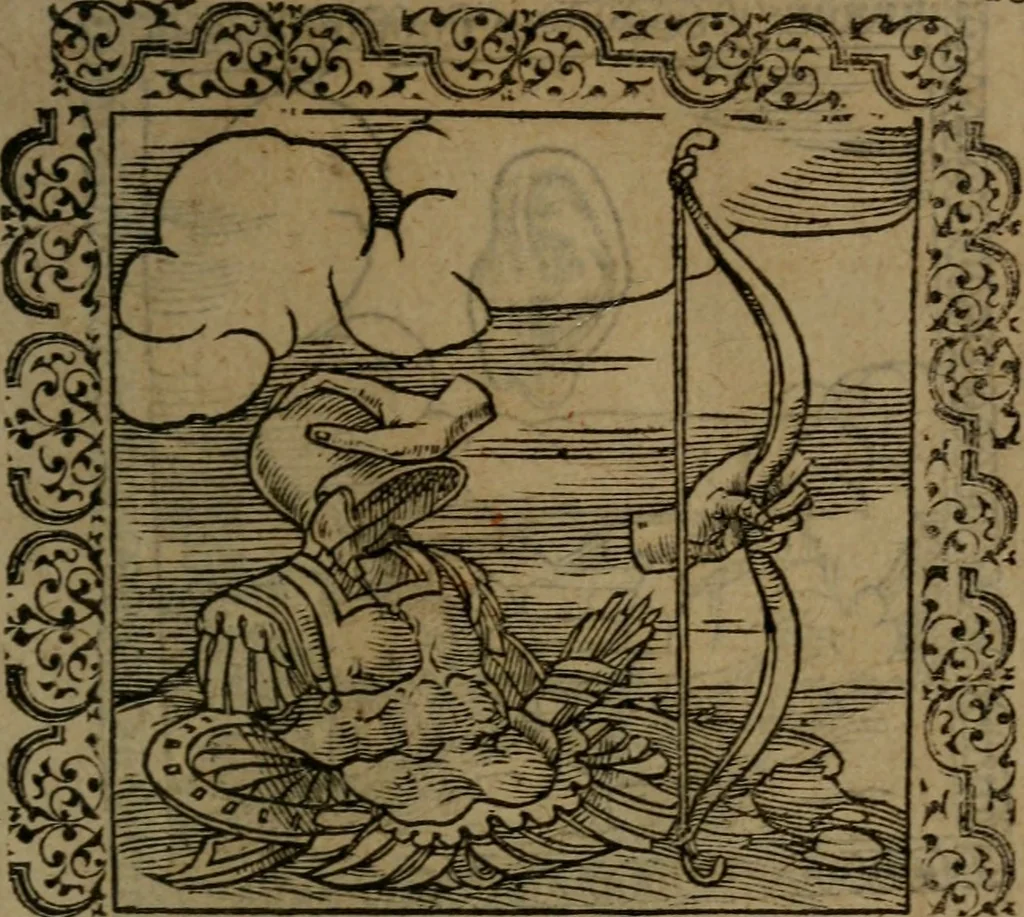 An illustration from Ori Apollinis Niliaci, De sacris Aegyptiorum notis, Aegyptiacè expressis : libri duo, iconibus illustrati, & aucti : nunc primùm in latinum ac gallicum sermonem conversi, 1574, leaf 224