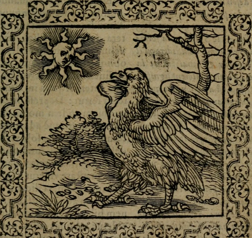 An illustration from Ori Apollinis Niliaci, De sacris Aegyptiorum notis, Aegyptiacè expressis : libri duo, iconibus illustrati, & aucti : nunc primùm in latinum ac gallicum sermonem conversi, 1574, leaf 26