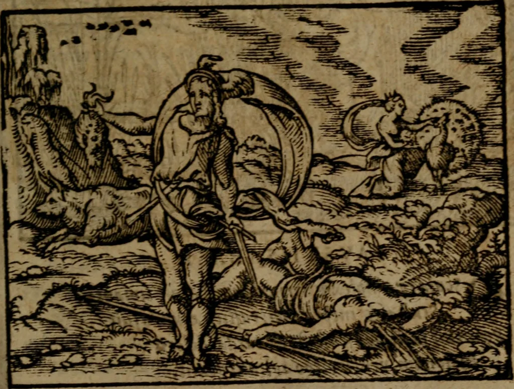 An illustration from Ori Apollinis Niliaci, De sacris Aegyptiorum notis, Aegyptiacè expressis : libri duo, iconibus illustrati, & aucti : nunc primùm in latinum ac gallicum sermonem conversi, 1574, leaf 260