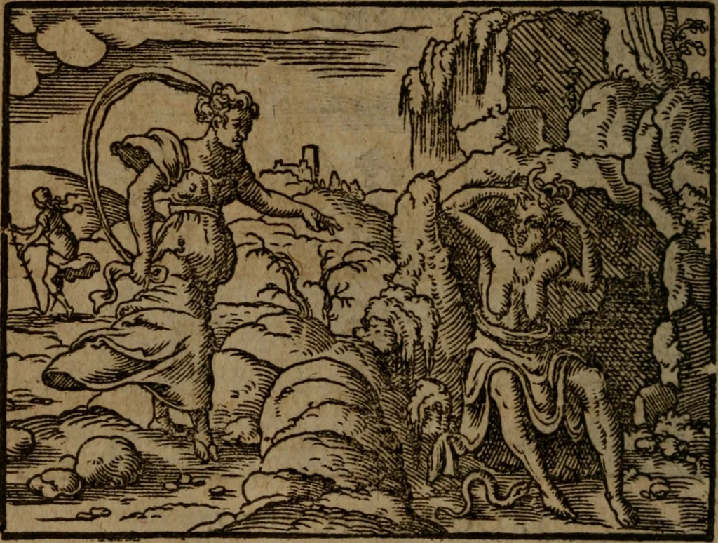 An illustration from Ori Apollinis Niliaci, De sacris Aegyptiorum notis, Aegyptiacè expressis : libri duo, iconibus illustrati, & aucti : nunc primùm in latinum ac gallicum sermonem conversi, 1574, leaf 281