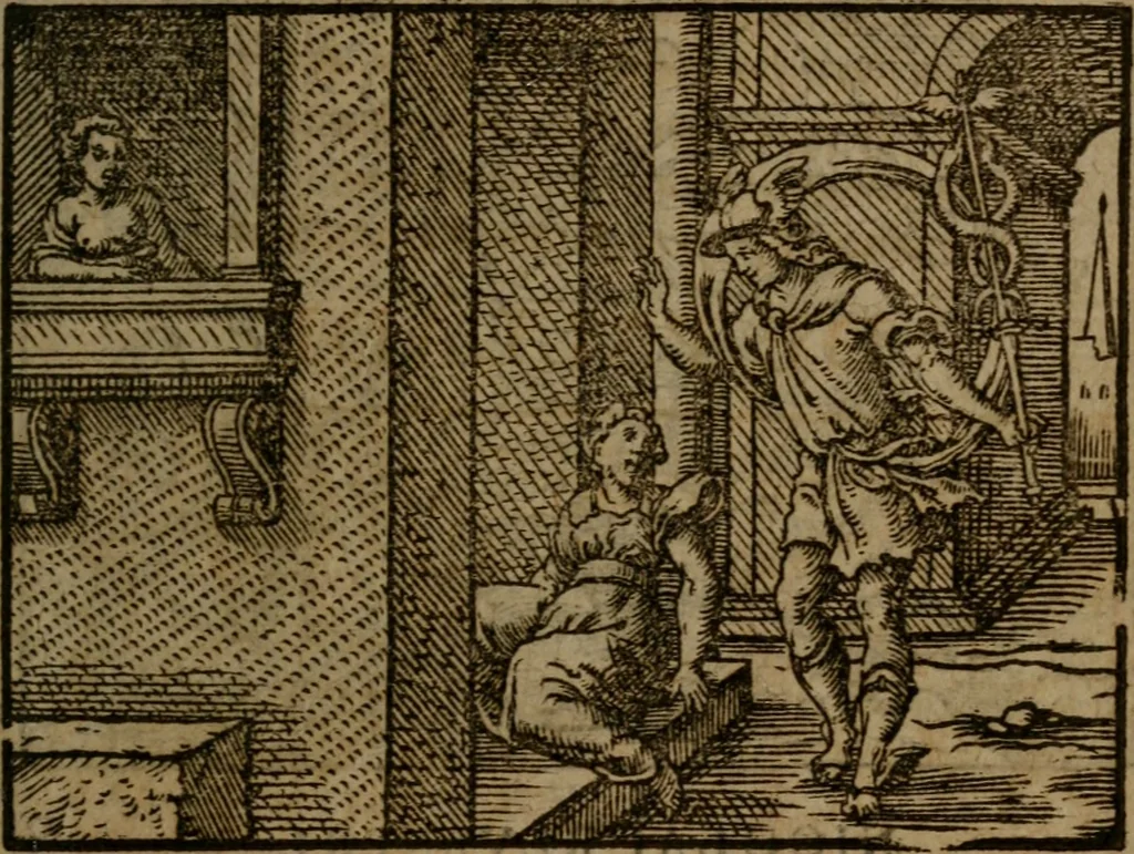 An illustration from Ori Apollinis Niliaci, De sacris Aegyptiorum notis, Aegyptiacè expressis : libri duo, iconibus illustrati, & aucti : nunc primùm in latinum ac gallicum sermonem conversi, 1574, leaf 282