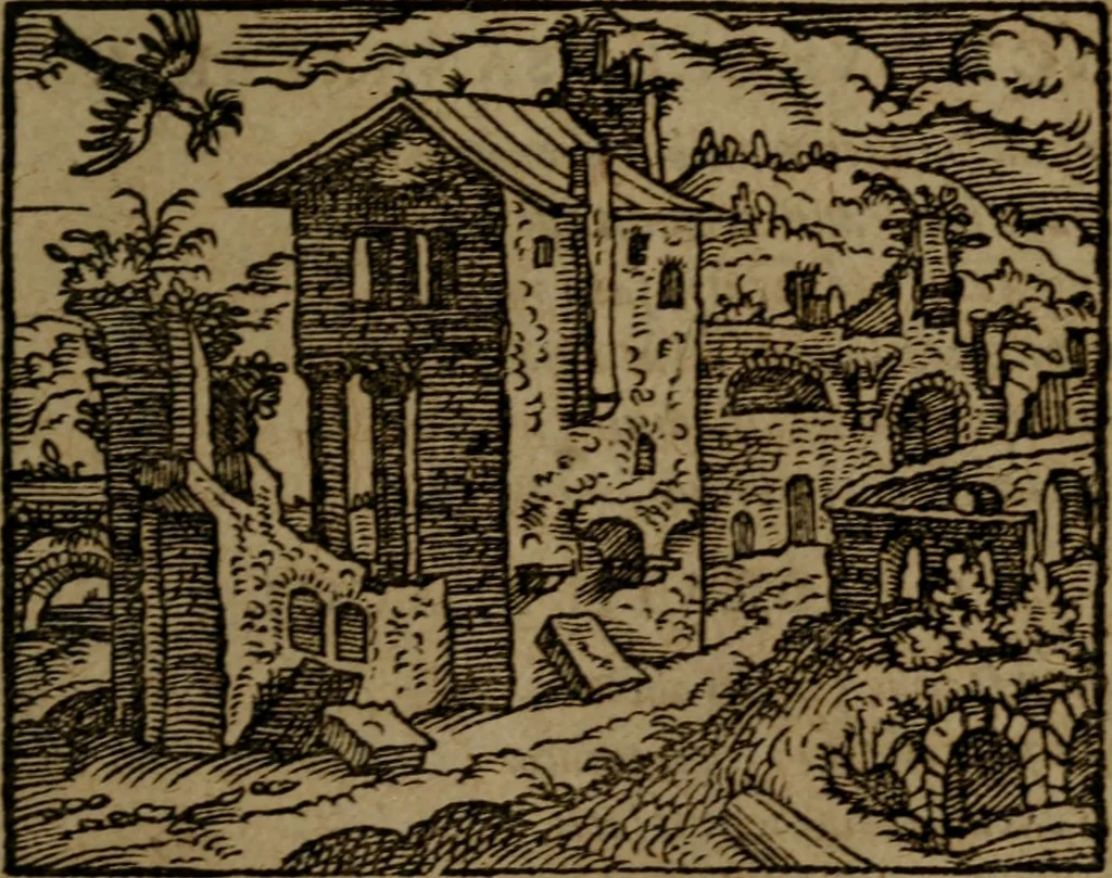 An illustration from Ori Apollinis Niliaci, De sacris Aegyptiorum notis, Aegyptiacè expressis : libri duo, iconibus illustrati, & aucti : nunc primùm in latinum ac gallicum sermonem conversi, 1574, leaf 310
