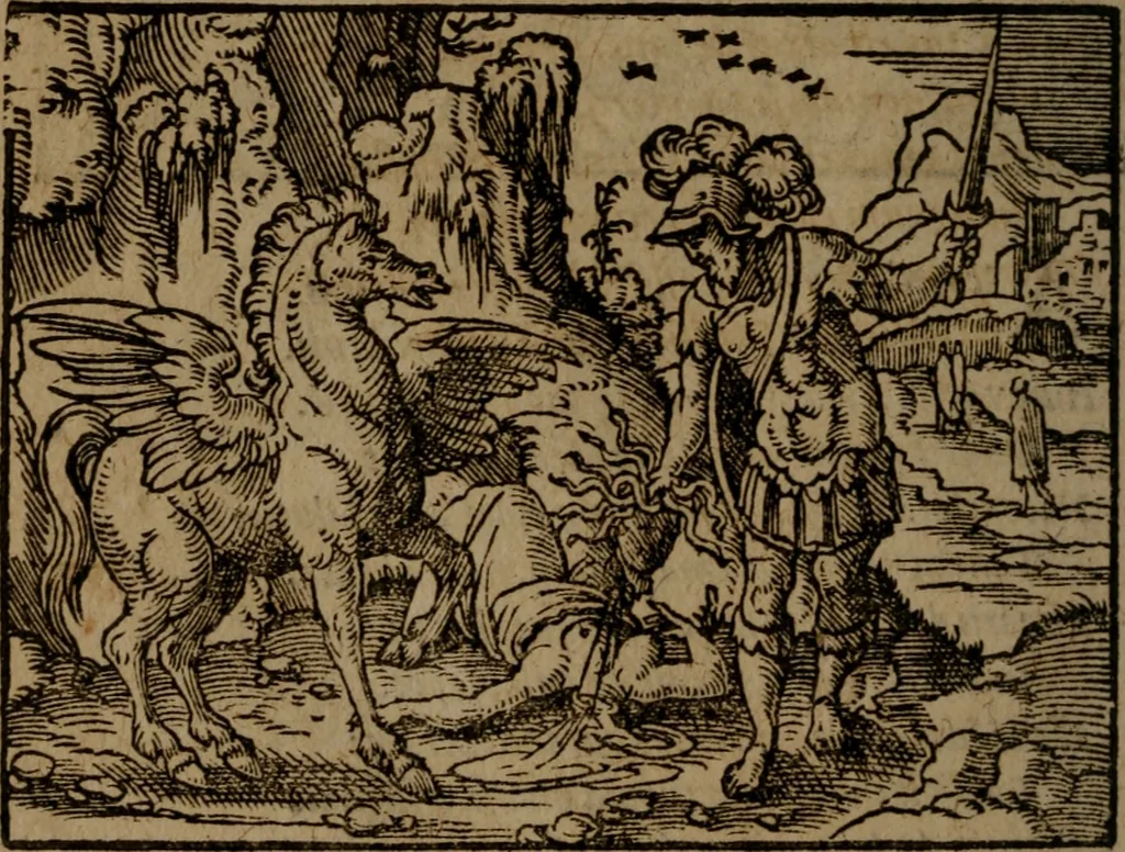 An illustration from Ori Apollinis Niliaci, De sacris Aegyptiorum notis, Aegyptiacè expressis : libri duo, iconibus illustrati, & aucti : nunc primùm in latinum ac gallicum sermonem conversi, 1574, leaf 315