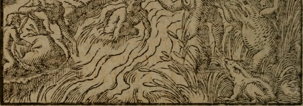 An illustration from Ori Apollinis Niliaci, De sacris Aegyptiorum notis, Aegyptiacè expressis : libri duo, iconibus illustrati, & aucti : nunc primùm in latinum ac gallicum sermonem conversi, 1574, leaf 337