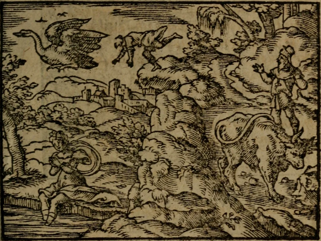 An illustration from Ori Apollinis Niliaci, De sacris Aegyptiorum notis, Aegyptiacè expressis : libri duo, iconibus illustrati, & aucti : nunc primùm in latinum ac gallicum sermonem conversi, 1574, leaf 358