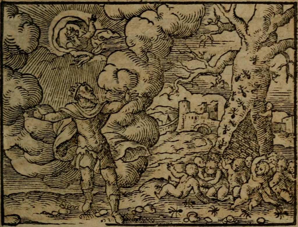 An illustration from Ori Apollinis Niliaci, De sacris Aegyptiorum notis, Aegyptiacè expressis : libri duo, iconibus illustrati, & aucti : nunc primùm in latinum ac gallicum sermonem conversi, 1574, leaf 364